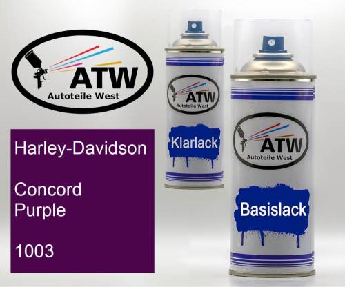 Harley-Davidson, Concord Purple, 1003: 400ml Sprühdose + 400ml Klarlack - Set, von ATW Autoteile West.